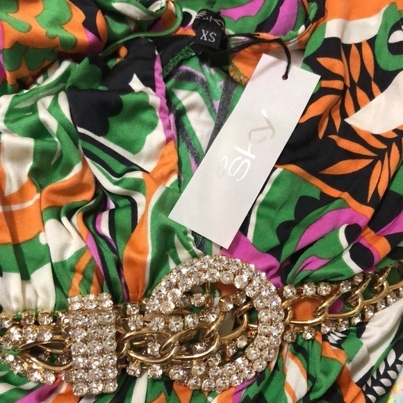 SKY Low-cut V-neck Dress 100% Silk Size XS - Picture 8 of 9